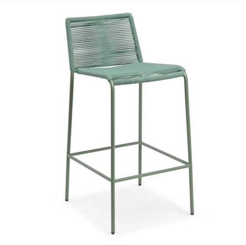Pair of Zina Outdoor Bar Stools - Khaki Green