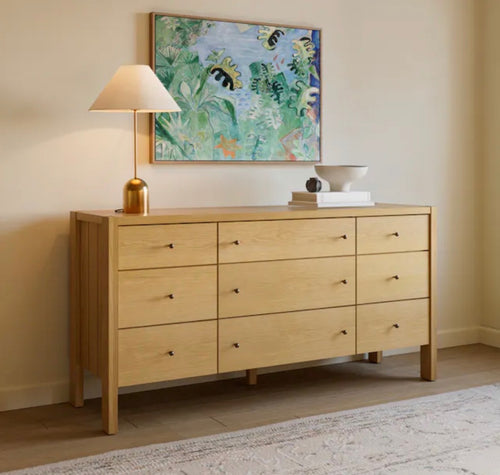 Cassie 9-Drawer Triple Dresser - Natural Oak