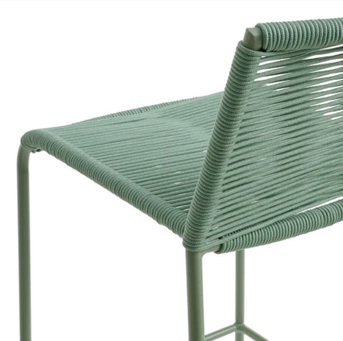 Pair of Zina Outdoor Bar Stools - Khaki Green