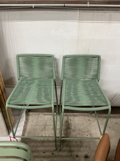 Pair of Zina Outdoor Bar Stools - Khaki Green
