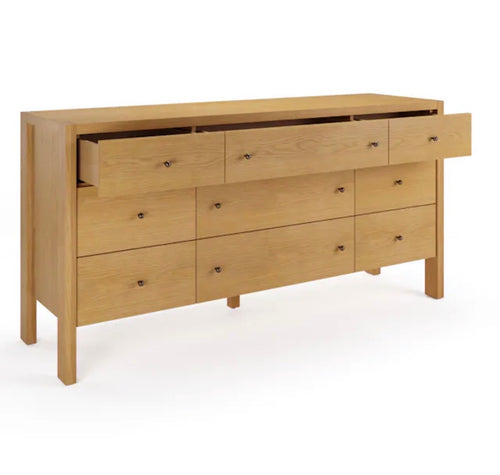 Cassie 9-Drawer Triple Dresser - Natural Oak