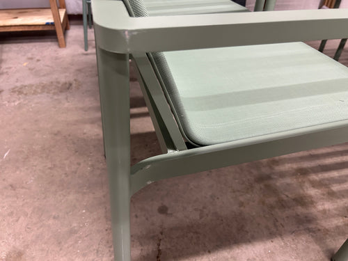 Pair of Tola Outdoor Stackable Textilene Dining Armchairs - Khaki Green