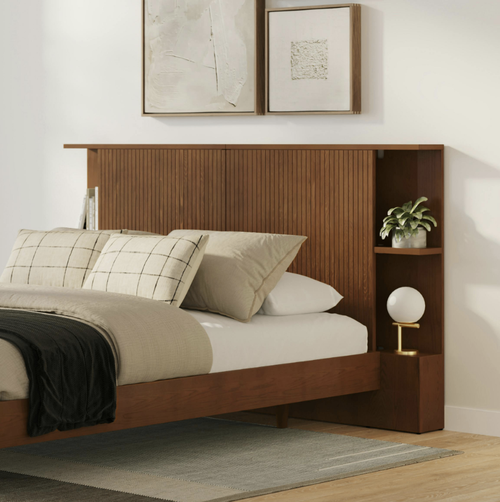 Kouva Queen Storage Headboard - Smoked Oak