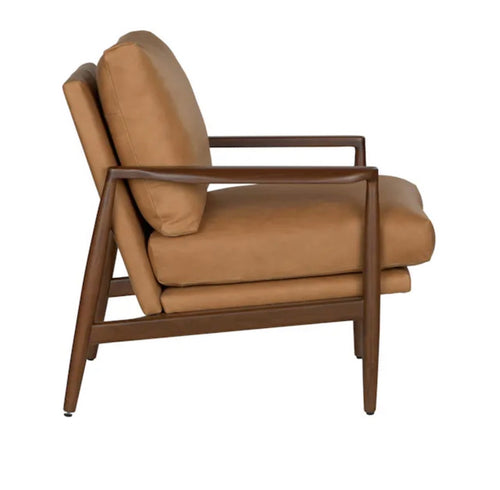 Pair of Bavel 28.5" Leather Lounge Chairs-Charme Tan