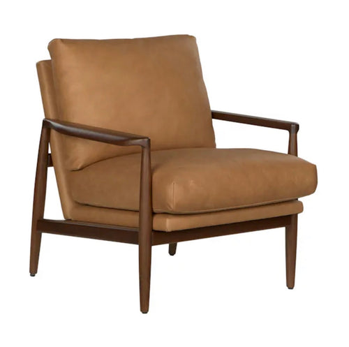 Pair of Bavel 28.5" Leather Lounge Chairs-Charme Tan