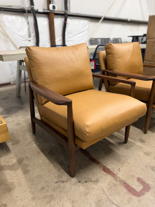 Pair of Bavel 28.5" Leather Lounge Chairs-Charme Tan