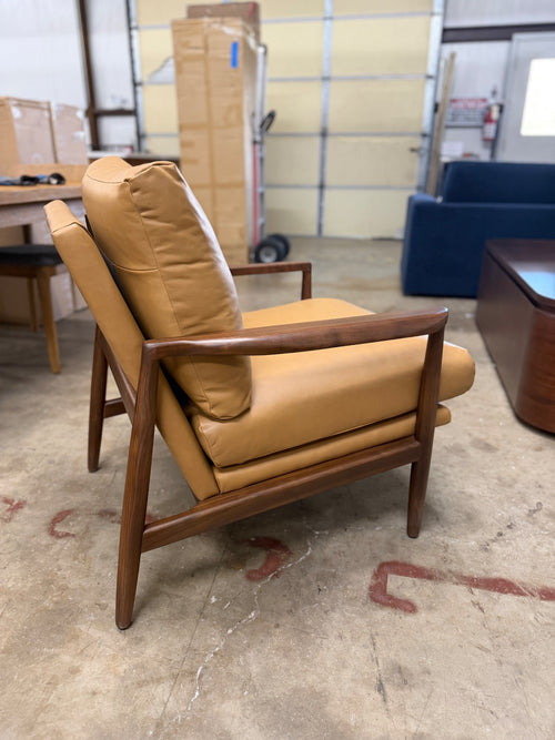 Pair of Bavel 28.5" Leather Lounge Chairs-Charme Tan