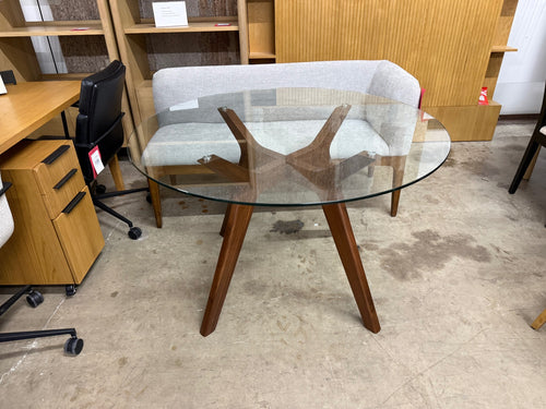 Emmer 47.25" Glass Dining Table - Walnut