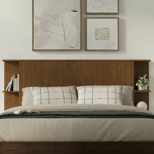 Kouva Queen Storage Headboard - Smoked Oak