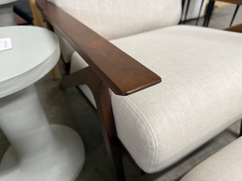 Pair of Otio 26” Lounge Chairs and Ottoman Set - Walnut and Welsh Taupe