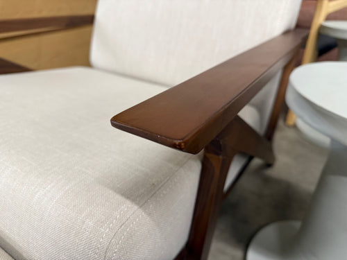 Pair of Otio 26” Lounge Chairs and Ottoman Set - Walnut and Welsh Taupe