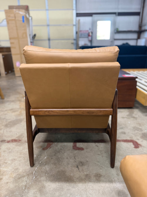 Pair of Bavel 28.5" Leather Lounge Chairs-Charme Tan
