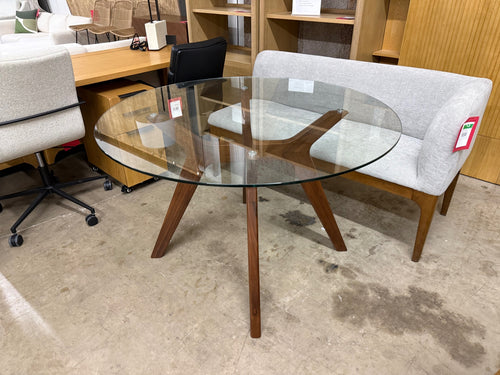 Emmer 47.25" Glass Dining Table - Walnut