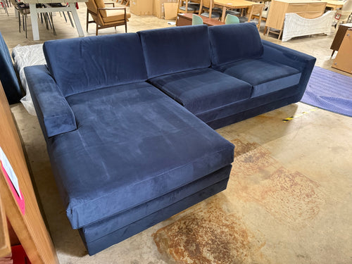 Riley 118.5" Velvet Left Sectional - Hale Ink