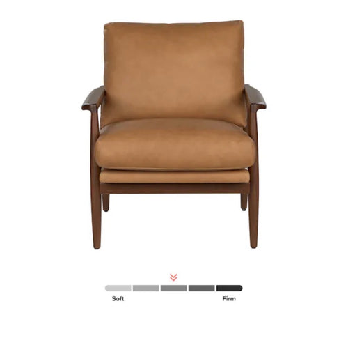 Pair of Bavel 28.5" Leather Lounge Chairs-Charme Tan