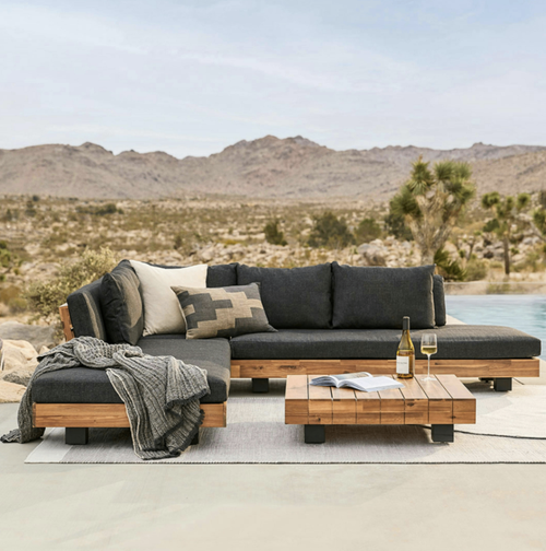 Lubek 100.5" Outdoor Low Corner Sectional - Slate Gray