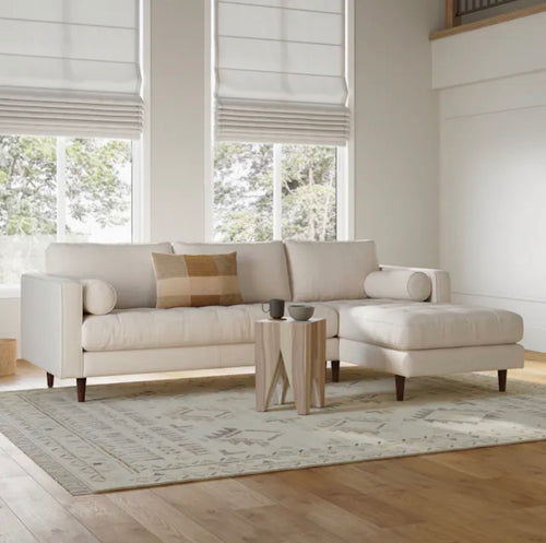 Sven 100" Tufted Right Sectional - Biscuit Cream