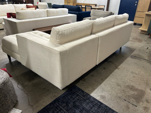 Sven 100" Tufted Right Sectional - Biscuit Cream