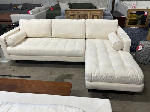 Sven 100" Tufted Right Sectional - Biscuit Cream