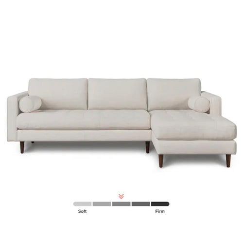 Sven 100" Tufted Right Sectional - Biscuit Cream