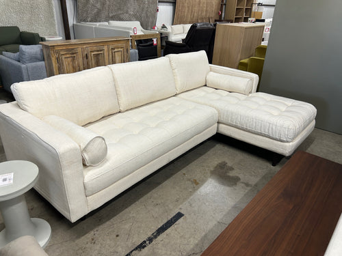 Sven 100" Tufted Right Sectional - Biscuit Cream