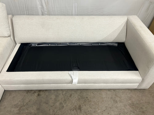 CLEARANCE Riley 118" Left Storage Sleeper Sectional and Ottoman Set - Napa White