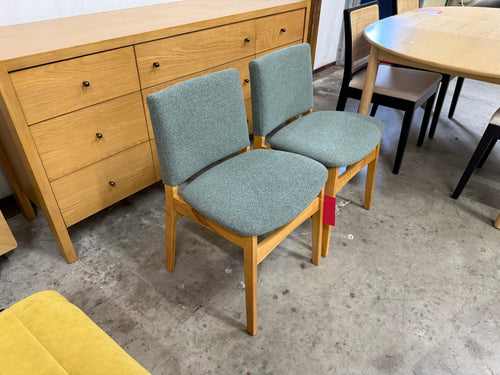 Pair of Nosh Dining Chairs - Oak And Ratine Green