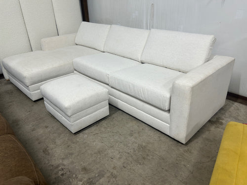 CLEARANCE Riley 118" Left Storage Sleeper Sectional and Ottoman Set - Napa White