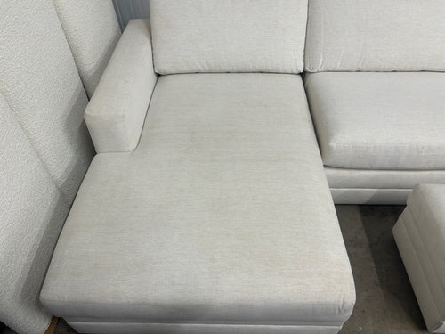 CLEARANCE Riley 118" Left Storage Sleeper Sectional and Ottoman Set - Napa White