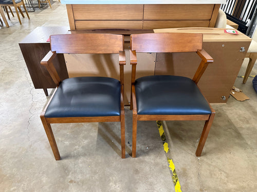 Pair of Zola Leather Dining Chairs - Black