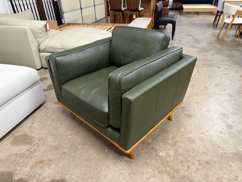 Timber 41" Leather Lounge Chair - Charme Green