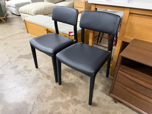 Pair of Vila Leather Dining Chairs - Black And Black Leather