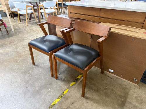 Pair of Zola Leather Dining Chairs - Black