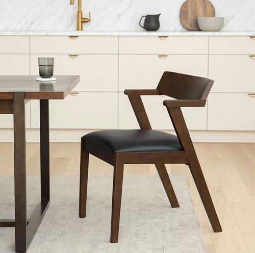 Pair of Zola Leather Dining Chairs - Black