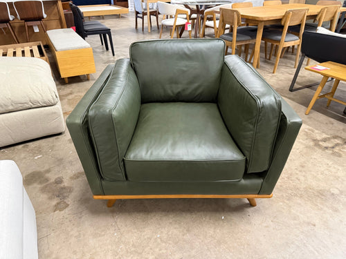 Timber 41" Leather Lounge Chair - Charme Green