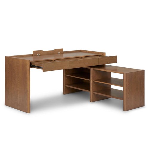 Torme L-Shape Desk Set - Smoked Oak