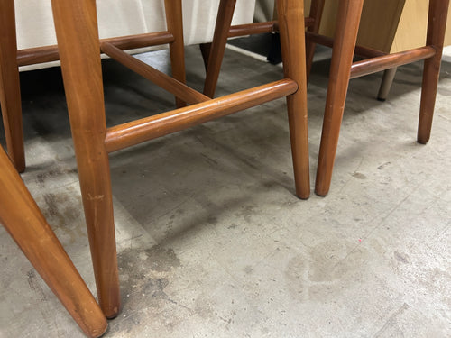 Set of 3 Sede Leather Counter Stools - Walnut & Black