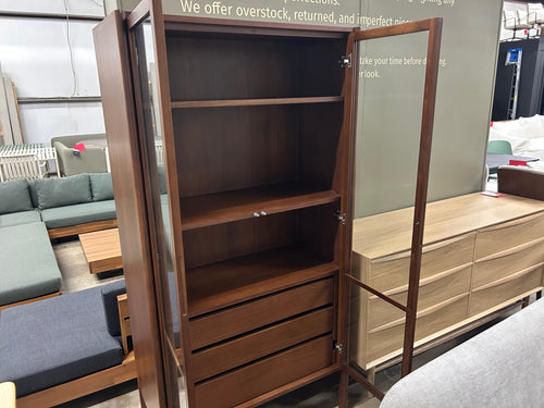 Mysen 35.5" Glass Cabinet - Walnut