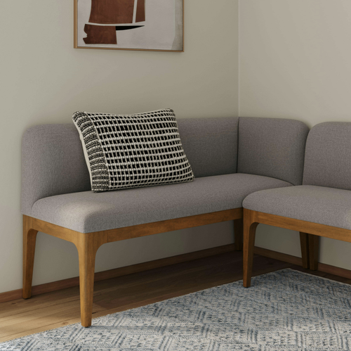 Rosin 55.75" Right Arm Banquette Set - Smoked Oak And Hestia Gray