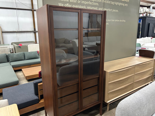 Mysen 35.5" Glass Cabinet - Walnut