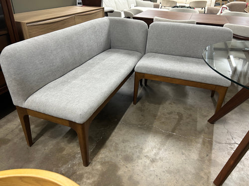 Rosin 55.75" Right Arm Banquette Set - Smoked Oak And Hestia Gray