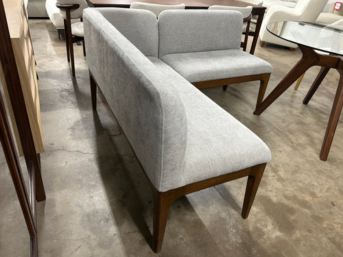 Rosin 55.75" Right Arm Banquette Set - Smoked Oak And Hestia Gray