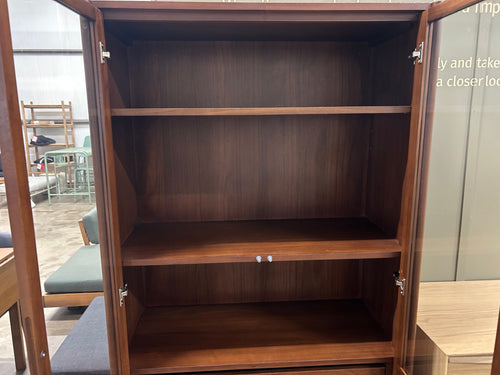 Mysen 35.5" Glass Cabinet - Walnut