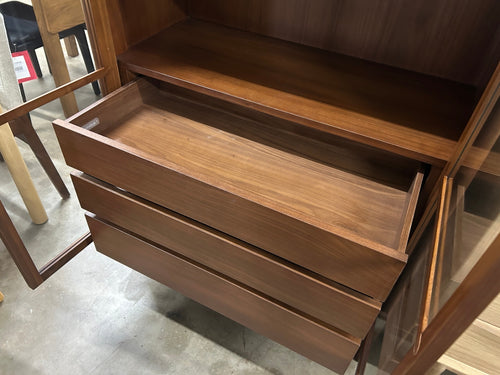 Mysen 35.5" Glass Cabinet - Walnut