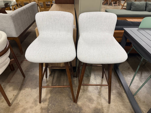 Pair of Sede Swivel Bar Stools - Walnut and Mist Gray