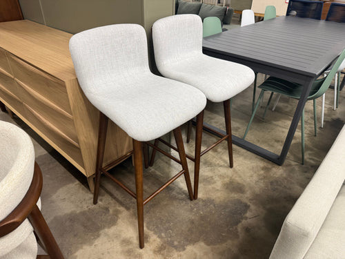 Pair of Sede Swivel Bar Stools - Walnut and Mist Gray