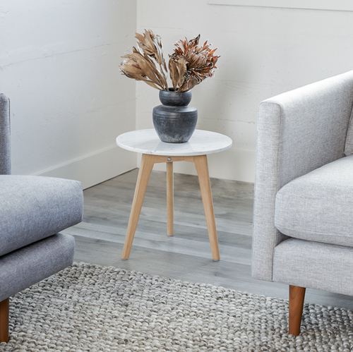 Mara Marble Side Table - Oak
