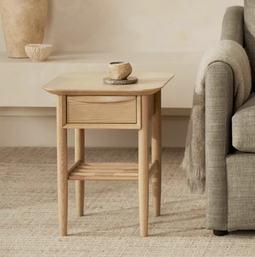 Lenia Storage Side Table - White Oak