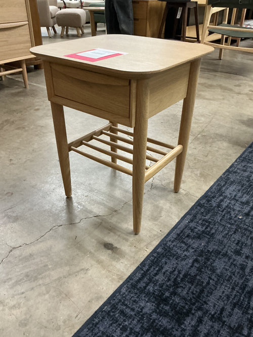 Lenia Storage Side Table - White Oak
