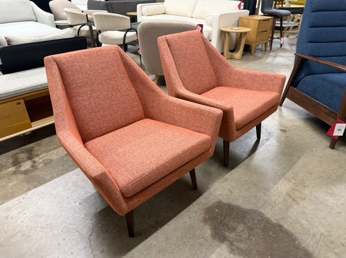 Pair of Angle 33" Lounge Chairs - Rosehip Orange